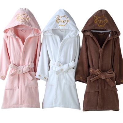 China Customized QUICK DRY LOGO Terry Velvet Bathrobe With Hooded Bathroom Home Embroidery Kids 100% Cotton Pool Wash Towel for sale