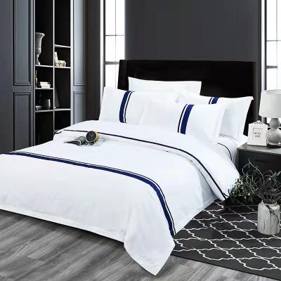 China LOGO Cotton Resort Bedding Set Duvet Cover/Box/Pillow Viable Wholesale Customized Flat Sheets For Hotel for sale