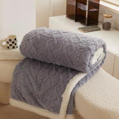 China HUIZHONG Wholesale Soft Winter TEXTILE Adult Soft Sherpa Fleece Throw Thick Coral Blanket For Sofa Bed Couch for sale