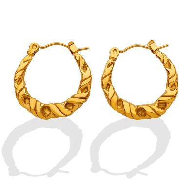 China 2022 FASHIONABLE Hot Selling Trendy Geometric Titanium Steel Gold Plated Twist Earrings Jewelry for sale