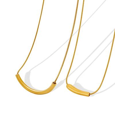 China 2022 Smile Clavicle Clavicle Titanium Steel Gold Plated Minimalist Necklace Flexible Environmentally Friendly for sale