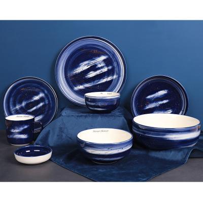 China Sustainable European Style Dinnerware Plates Ceramic Dinnerware Porcelain Ceramic Dinner Dishes For Restaurants for sale