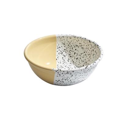 China 6/8 Inch Disposable Nordic Style Round Ceramic Cereal Salad Fruit Bowl Soup Bowl Serving Bowl with Polka Dot Design for sale