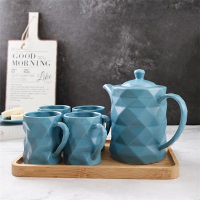 China Sustainable Ware Origami Crafts Unique Design Custom Color Ceramic Tea Set With Teapot for sale