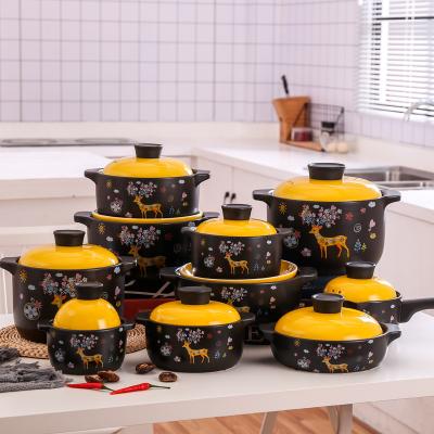 China Sustainable Home Used Cookware Creative High Temperature Resistant Hot Pot Cassers Set Ceramic Cassers With Lid for sale