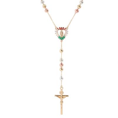 China 6mm Religious Bead 14k Gold Rosary Guadalupe Catholic Rosary Necklace for sale