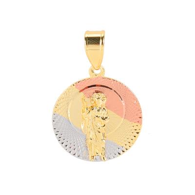 China Religious 18k Gold Filled San Colgante Tricolor Colgante Religioso Peephole Necklace Pendant for sale