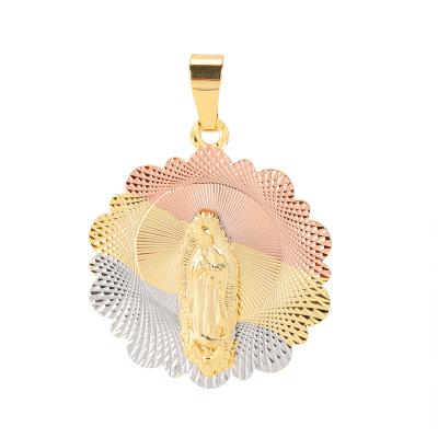 China Wholesale Religious Pendants Religious High Quality Tricolor Plated Virgin Mary Pendants for sale