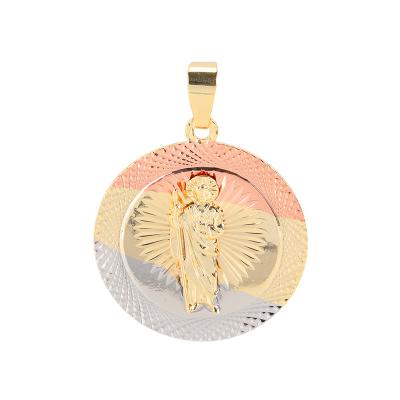 China Religious Round 3 Tone 14k Gold Filled Jewelry San Judas Pendant for sale