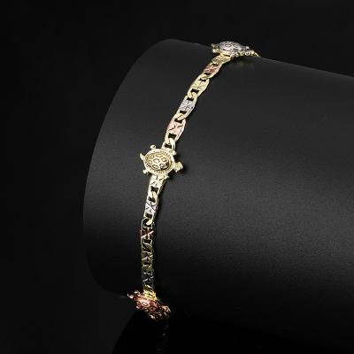 China Laminado 14k Gold Women Tortoise Religious Tricolor Bracelet Religious Oro Bracelet for sale