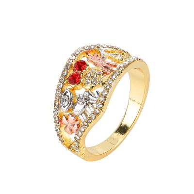 China 14k Gold Lucky Rings Religious Tricolor Plated Religious Catholic Ring For Women for sale