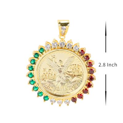 China Fashion Centernario Pendants Religious Tricolor Gold Plated Commemorative Coin Mexico Neutral 50 Pesos Pendants Gift for sale