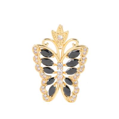 China Religious 18k Gold Butterfly Necklace Zirconia Butterfly Gold Plated Pendant for sale