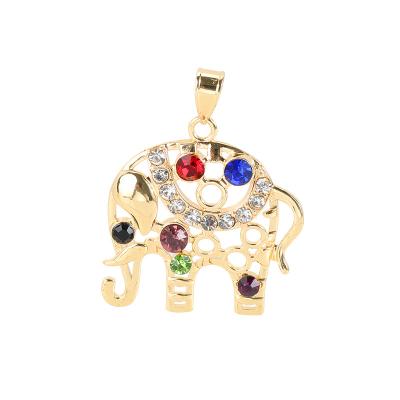 China Wholesale Religious Stone Religious Elephant Pendant 14k Gold Mulit Color Elephant Necklace for sale