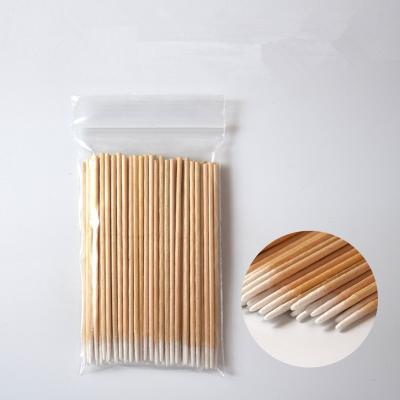 China Wood+100pcs 10cm long-sharp eco-friendly wooden cotton swab dispenser for medical cosmetic tattoo lip gloss filler for sale