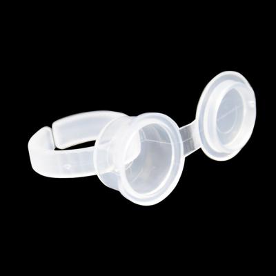 China Disposable Microblading Dye Cups With Cover PMU Permanent Makeup Eyebrow Tattoo Ink Ring Cup With Lid Ink/Glue Holder Image Color for sale