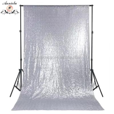 China Sheer Net / Satin Sequin Fabric Curtain Panels 3mm Pipe And Drape Wedding Backdrops for sale