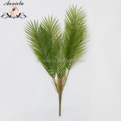 China Modern In Promotion Wedding Decorative Home Artificial Leaves 7 PCS Fake Palm Leaf Green Green Plants Wedding Supplier for sale