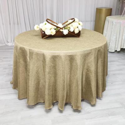 China Round Waterproof Faux Linen Tablecloth For Banquet Home Decoration for sale