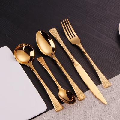 China Viable Luxury Stainless Steel Knife Fork And Spoon Cutlery Wedding Flatware Sets for sale