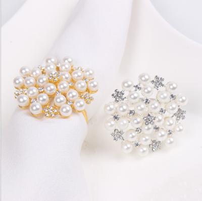 China Decoration Pearl Flower Sustainable Wedding Napkin Ring for sale