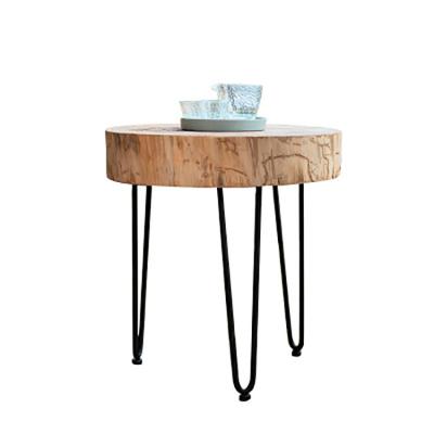 China High Quality Modern Wood Slice Round End Table (Other) Adjustable With Hairpin Legs for sale