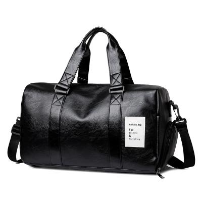 China Fashion Gym Bag Travel Tote Handbags Outdoor Shoulder Luggage Waterproof Sports PU Leather Trim Custom Duffel Bags For Men for sale