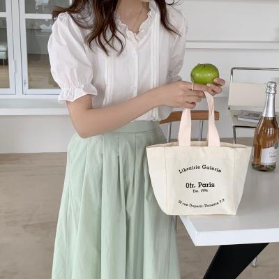 China Customized Canvas Handled Logo Canvas Tote Bag Natural Large Capacity Cotton Shopping Tote Bag for sale