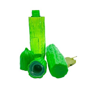 China PETG Cosmetic Bitter Melon Form 220ml Green Skin Care Toner Bottle With 7oz Screw Cap for sale