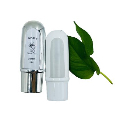 China Factory Sale Modern Plastic Tube Luxury Plating 50ml Squeeze Sunscreen Bottle For Skin Care With Screw Top for sale