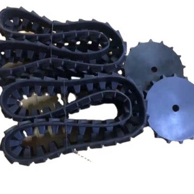 China Building material stores sprocket wheel and supporting wheel for track rubber robot rubber crawler for sale