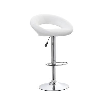 China Contemporary High Quality White Leather PU Chrome Height Adjustable St Swivel Barstool Bar Chair for sale