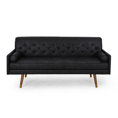 China Microfiber Soft Living Room Modern Design Cushion Three Seater Sofa With Rubber Wood Legs for sale