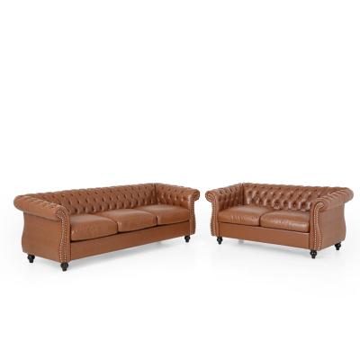 China Mid Century Modern Free Shipping In USA Modern Design Chesterfield Leather Sets Couch Living Room Sofas for sale