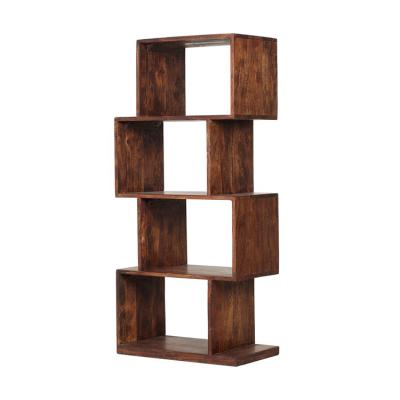 China Open Storage Handcrafted Boho 4 Shelf Acacia Wood Etagere Bookcase for sale