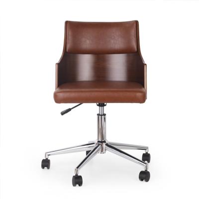 China Modern Home Swivel Office Leather Upholstered Chair Adjustable (Height) for sale