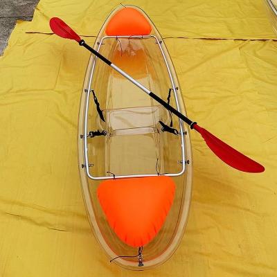 China PC fiberglass small boat single hand transparent plastic rowing boat outdoor sport kayak custom for sale