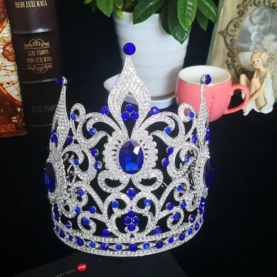 China Peacock Sapphire Women Ab Pageant Crown Tiara Large Alloy Miss World Big Crown Party Tiaras for sale