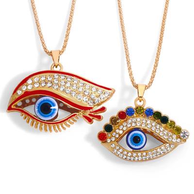 China Fashion Turkish Blue Eye Necklace Gold Plated Diamond Evil Eye Choker Necklace Colorful For Women for sale