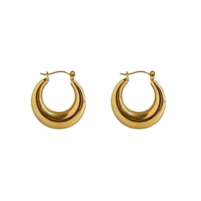 China Trendy Fashion 18k Plated Stainless Steel Round Hoop Earrings Small Huggies Hoop Earrings For Women for sale