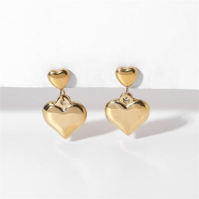 China Trendy Big Heart Drop 18K Gold Plated Stainless Steel Earring for sale