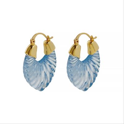 China Fashion U Shape Circle Earrings Trendy Clear Acrylic Gold Plated Resin Circle Earring Colorful Charms for sale