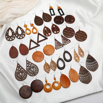 China New Design Fashion African Natural Wooden Earrings Cute Cheap Handmade Jewelry Earrings For Women for sale