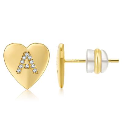 China Temperament 26 Letter Alphabet Heart Cute 26 Stud Earrings English Initial Letters for sale