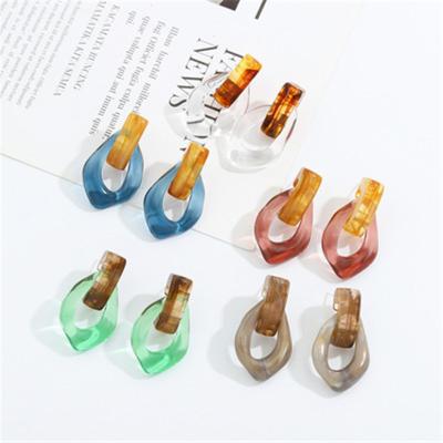 China Colorful Transparent Clear Geometric Hollow Resin Earring Fashion Acrylic Drop Water Drop Earrings for sale