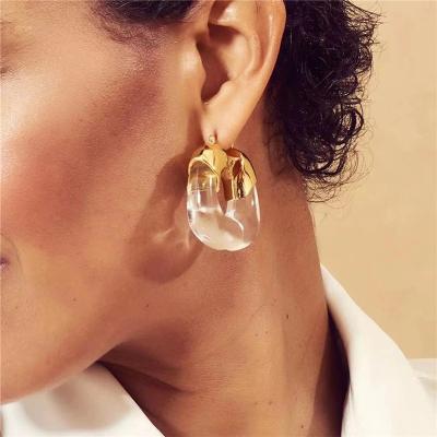 China Fashion Fashion Gold Icicle Circle Geometric Metal Round Circle Resin Earrings for sale