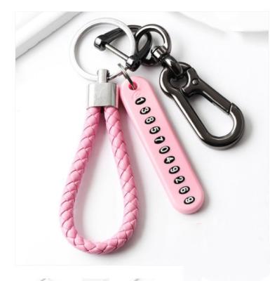 China Wholesale Anti-lost Metal Factory Car Key Chain License Plate Customizable Color Braided Rope Pendant Key Chain for sale