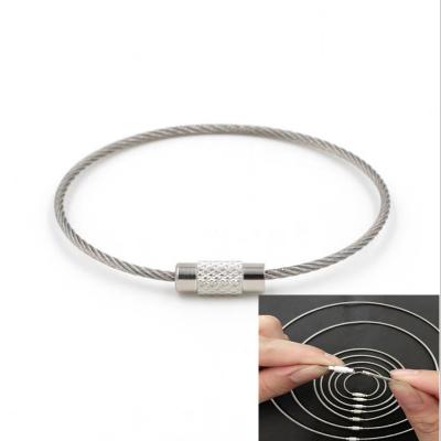 China Wholesale Metal Rope Ring 10mm 8.5mm Color Stainless Steel Convenient Key Hanging Buckle With Layer Protector Ring Key Ring Wire for sale