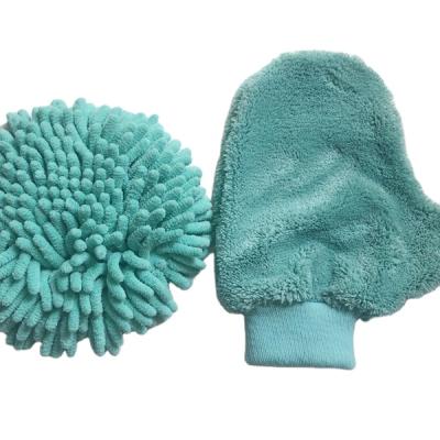 China Super Absorbent Car Wash Glove Microfiber Chenille Round Cleaning Glove for sale