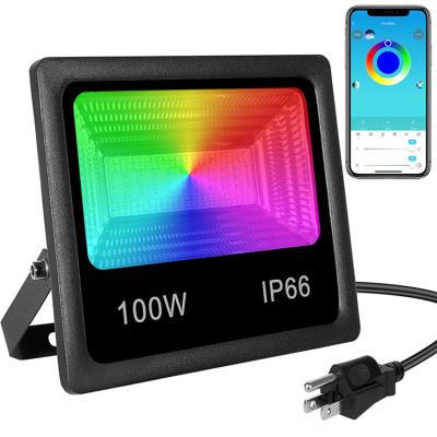 China Sports Stadiums / Hot Selling Waterproof Outdoor Led Flood Light Ip66 App Control 100W RGB Stage Light Garden Led Flood Light For Garden for sale